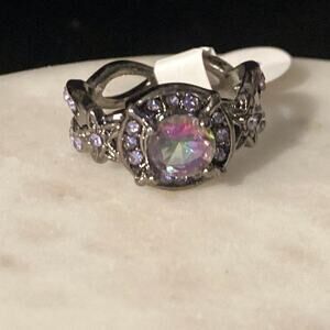 Gothic round cz ring - special occasion wedding engagement holiday
